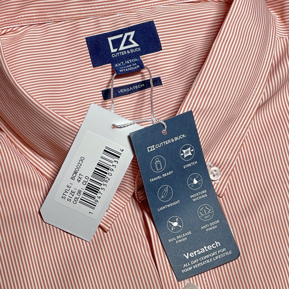 NEW Cutter & Buck Versatech Button Down Shirt Mens 4XLT Pinstripe Performance F6 - Picture 3 of 10